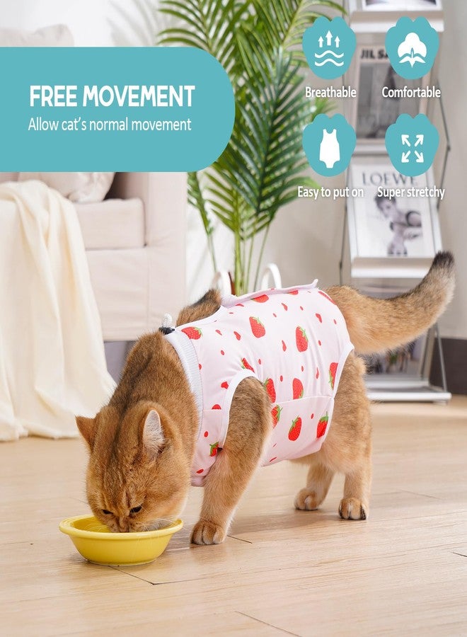 Avont 2 Pack Cat Recovery Suit - Kitten Onesie for Cats After Surgery, Surgical Spay Recovery Suit Female for Abdominal Wounds or Skin Diseases Protection -Cherry/Strawberry(L) - Image 3